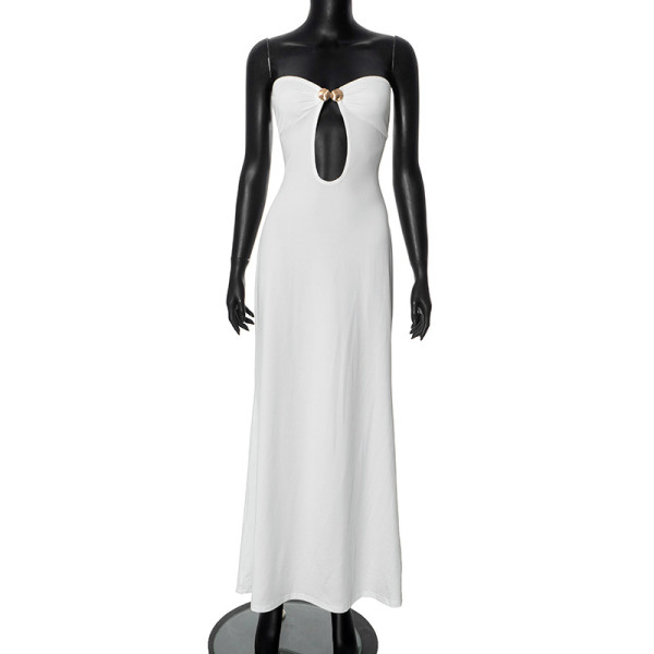 Strapless U-neck high waisted long dress
