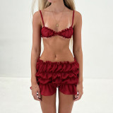 Chiffon pleated mini skirt two-piece set