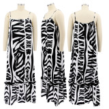 Loose strap printed plus size dress