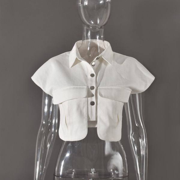 Pocket shirt collar top jacket