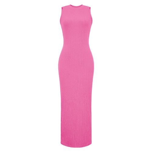 Knitted sleeveless round neck dress
