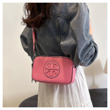 Single shoulder pattern double zipper crossbody bag
