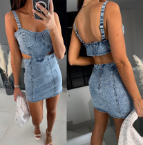 Cowboy camisole backless denim dress Cowboy camisole backless denim dress