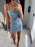 Cowboy camisole backless denim dress