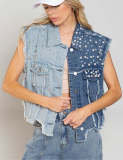 Cowboy patchwork nail bead loose women's short style