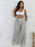 Loose striped contrasting pocket wide leg pants, long pants