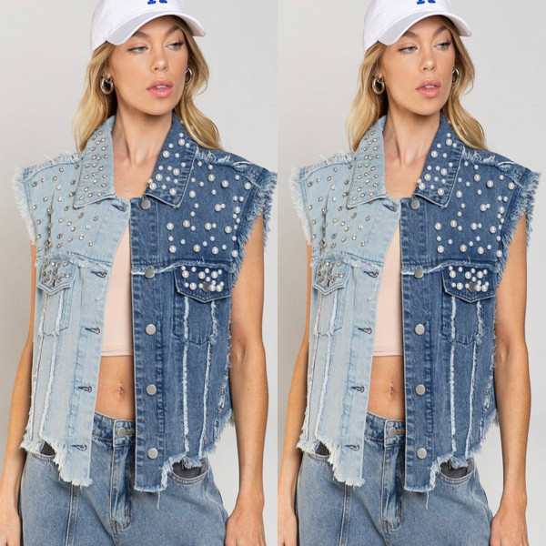 Cowboy patchwork nail bead loose women's short style