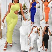 Round neck off shoulder jumpsuit