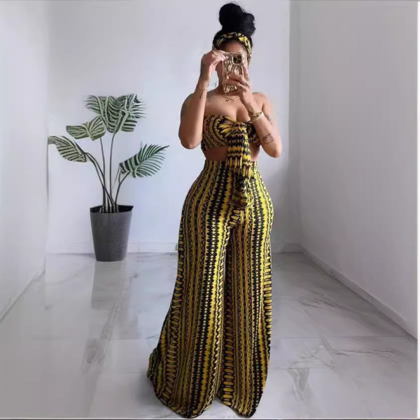 Printed strapless irregular printed set