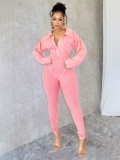 Deep V-tight long sleeved jumpsuit