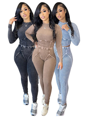 Cotton thread washed and worn tight fitting set