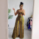 Printed strapless irregular printed set