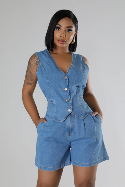 Cowboy shorts sleeveless high waisted women's suit