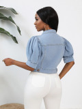 Short bubble short sleeved denim jacket