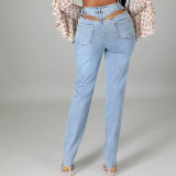 Hollow waist sexy stretch jeans