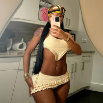 Three piece set of neck tie, irregular vest, short skirt Three piece set of neck tie, irregular vest, short skirt