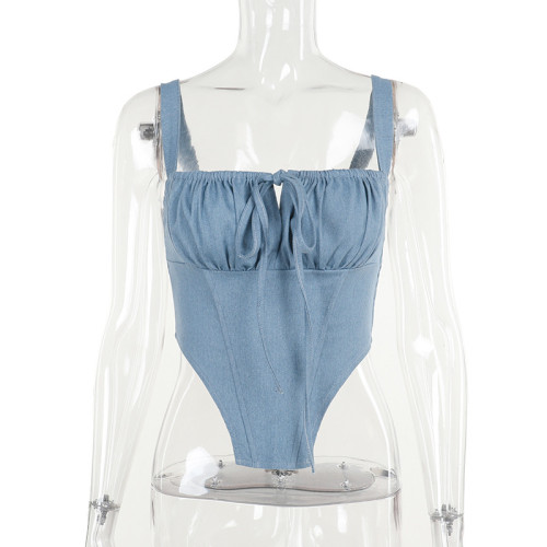 Imitation denim camisole top