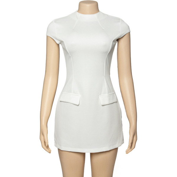 Round neck patchwork short sleeved dress