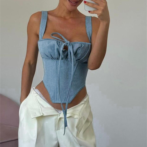 Imitation denim camisole top