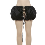 Strap up puffy skirt, half body ultra short skirt