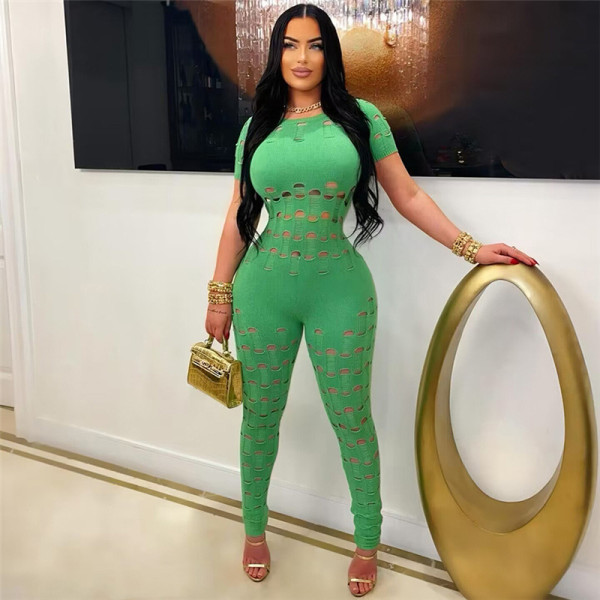 Backless fashion hollowed out hip hugging jumpsuit