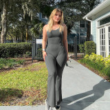 Camisole backless wide leg bell bottom pants, sports yoga jumpsuit