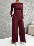 Long sleeved shirt, wide leg pants set