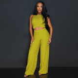 Short strap wide leg pants two-piece set