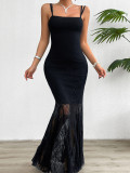 Lace patchwork camisole dress