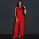 Short strap wide leg pants two-piece set