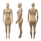 Round neck hollow out dress