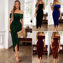 One shoulder velvet dress One shoulder velvet dress