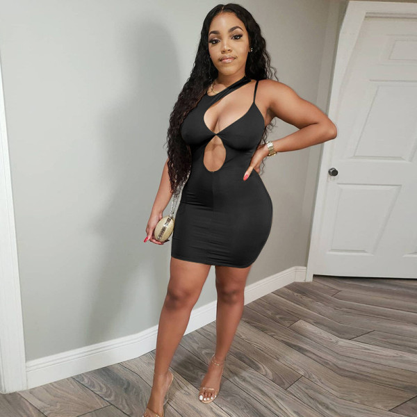 Round neck hollow out dress