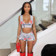 Newspaper printed vest and shorts set