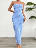 Solid color strapless dress with wrapped buttocks