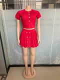 Knitted elastic sweater short set