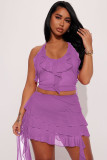 Slips, mesh, see through ruffle edge two-piece set