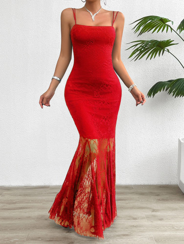 Lace patchwork camisole dress