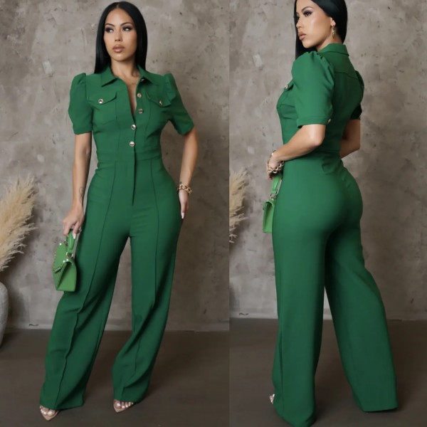 Line splicing short sleeved sports jumpsuit