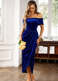 One shoulder velvet dress