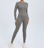 Zipper long sleeved yoga jumpsuit