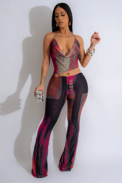 Mesh printed jumpsuit