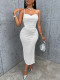 Solid color pocket collar camisole backless dress