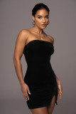 Strapless velvet dress mini skirt