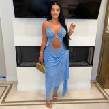 Hollow see through jumpsuit suspender