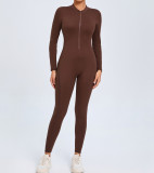 Zipper long sleeved yoga jumpsuit