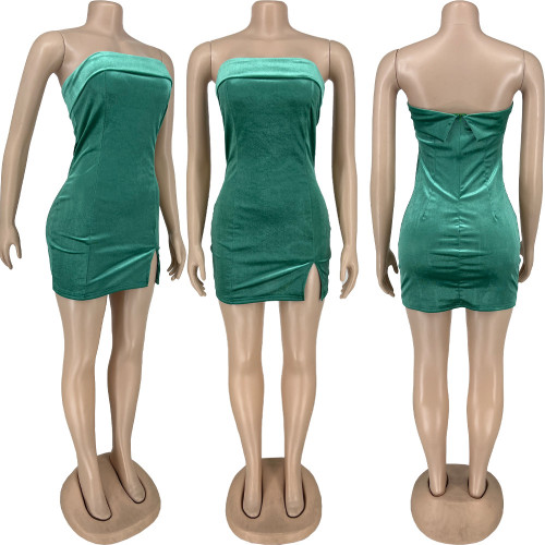 Strapless velvet dress mini skirt