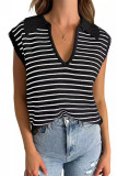 V-neck knitted short sleeved T-shirt top