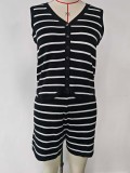 Striped lace up cardigan single breasted knit sweater