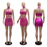 Strapless top paired with hip hugging skirt